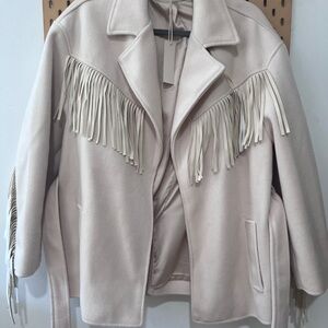 Blank NYC Cream Fringe Pea Coat